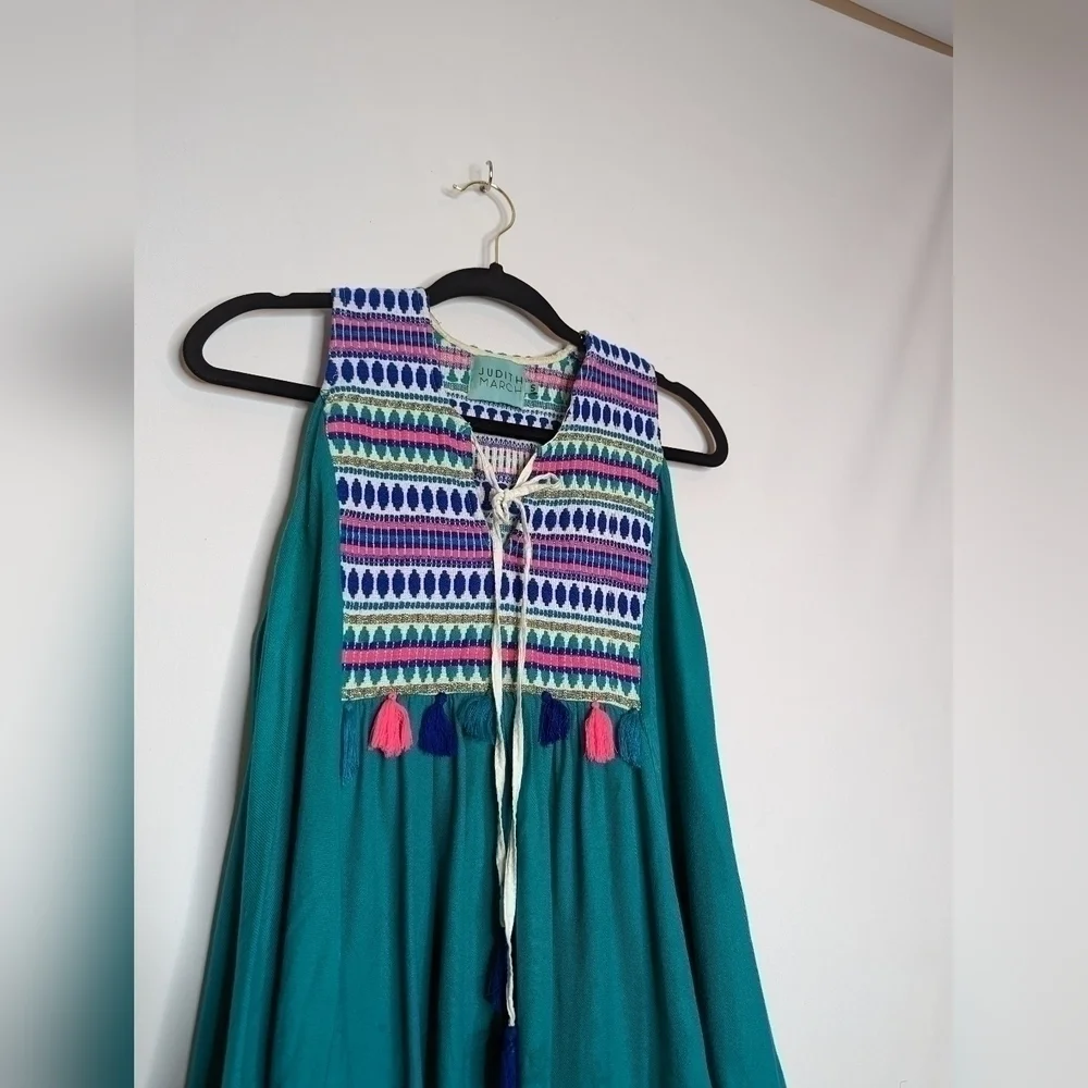 Judith March Teal Embroidered Tassel Tank - Picture 5 of 12
